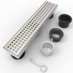 12 Inch Shower Linear Brushed Drain Rectangular Floor Drain with Accessories Squ